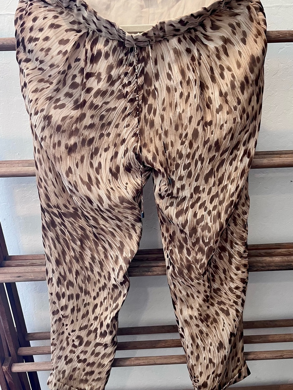 Haute Hippie 100% silk Leopard Print pants - Brown & Cream